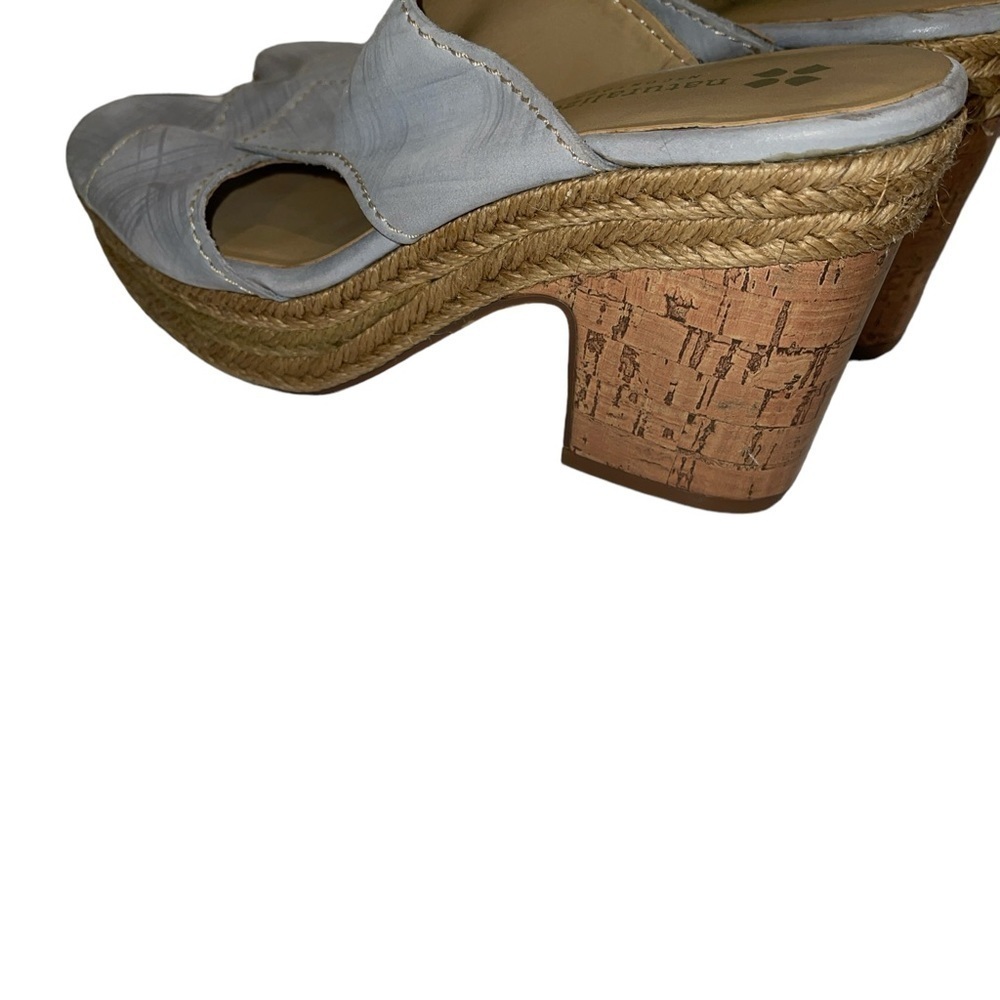 Naturalizer Women's Sandal Size 9N Evette Platform Leather Blue Slip On Cork - Picture 2 of 10